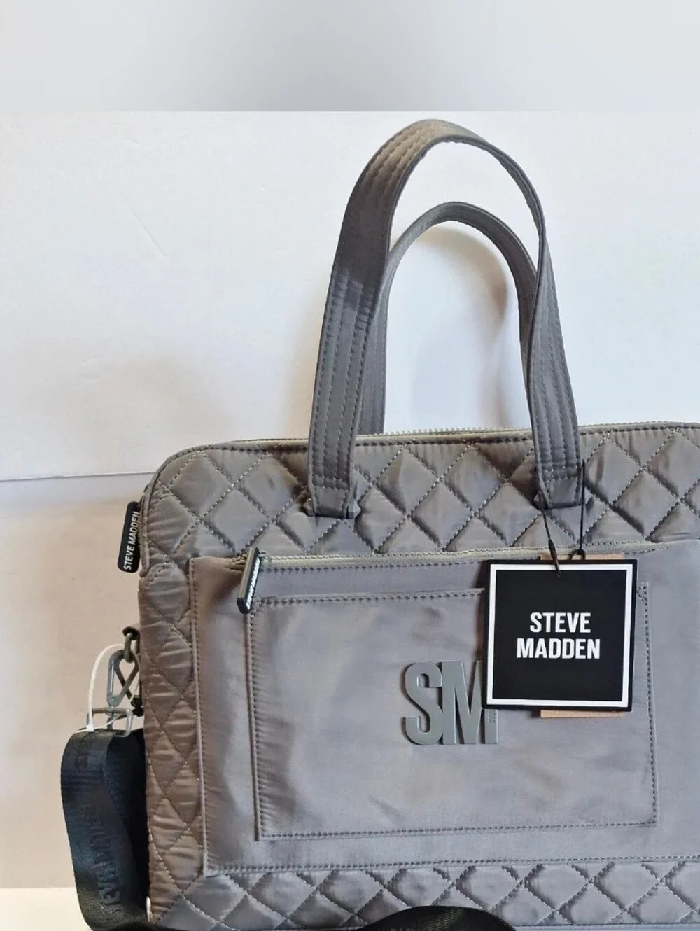 Steve Madden Quilted Gray Laptop Tote